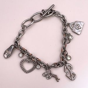 Vintage Y2K Barbie Core Silver Tone Fashion Femme Coquette Barbie Charm Bracelet